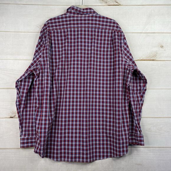 LL Bean Shirt Mens XL Red White Blue Plaid Traditional Fit Button Down Long Slv - Picture 8 of 10